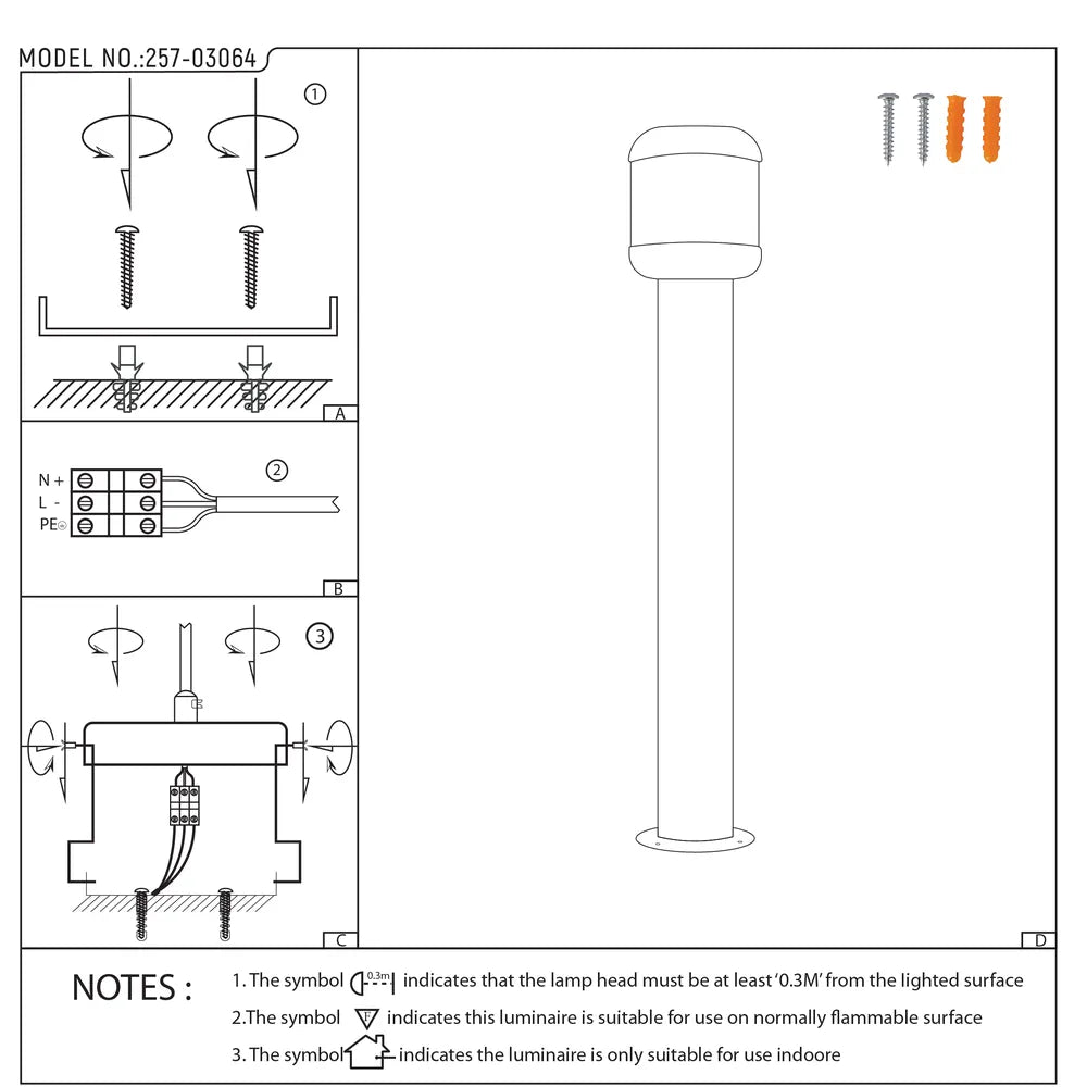 Manual de usuario para Luz de Bolardo Exterior LunaVista Negro E27-257-03064