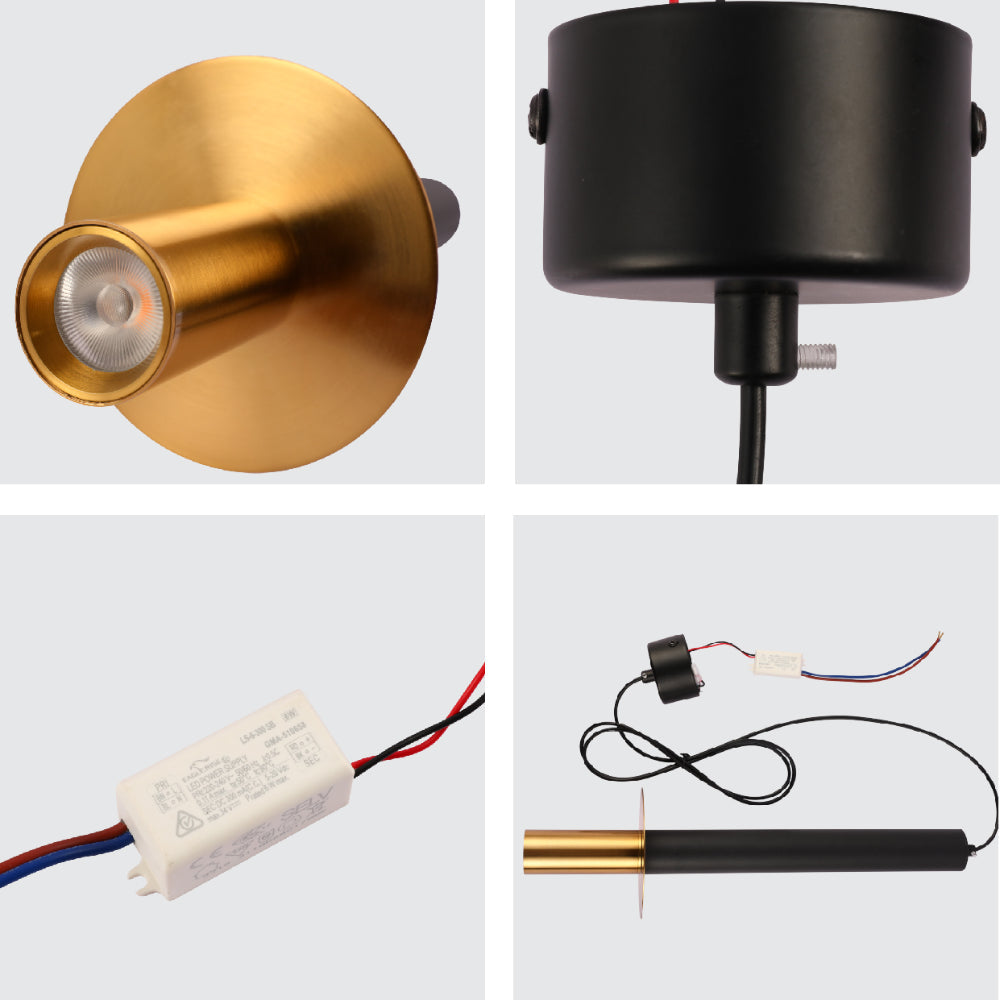Luz de penhangte LED negra y bronce de 5W, perfecta para salas modernas y elegantes, añadiendo un toque sofisticado a la decoración.