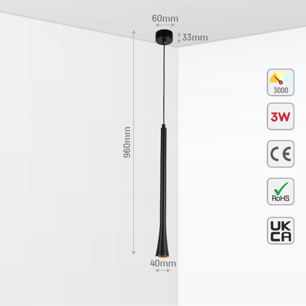 Luz colgante LED negra y bronce de 5W, ideal para oficinas con un estilo industrial y moderno.