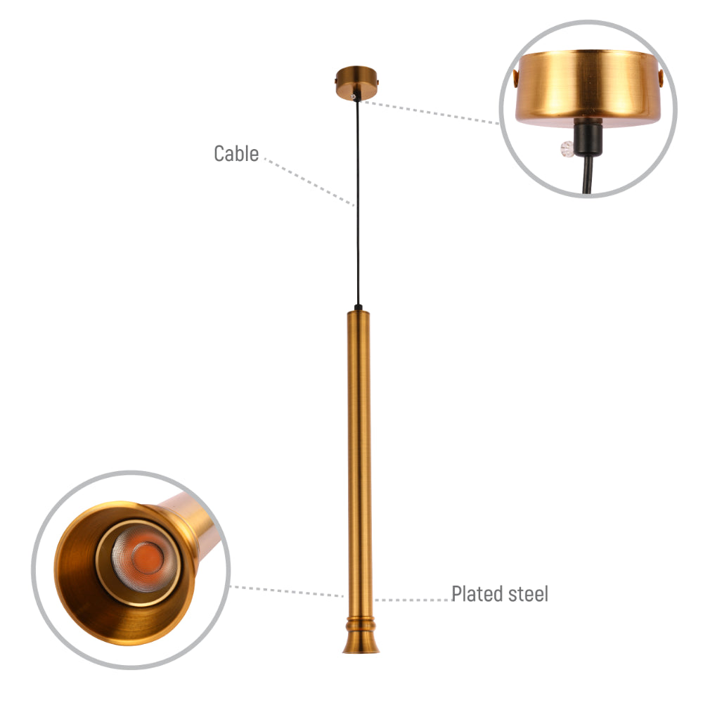 Luz colgante LED negra y bronce de 5W, perfecta para comedores modernos con elegante diseño y eficacia energética.
