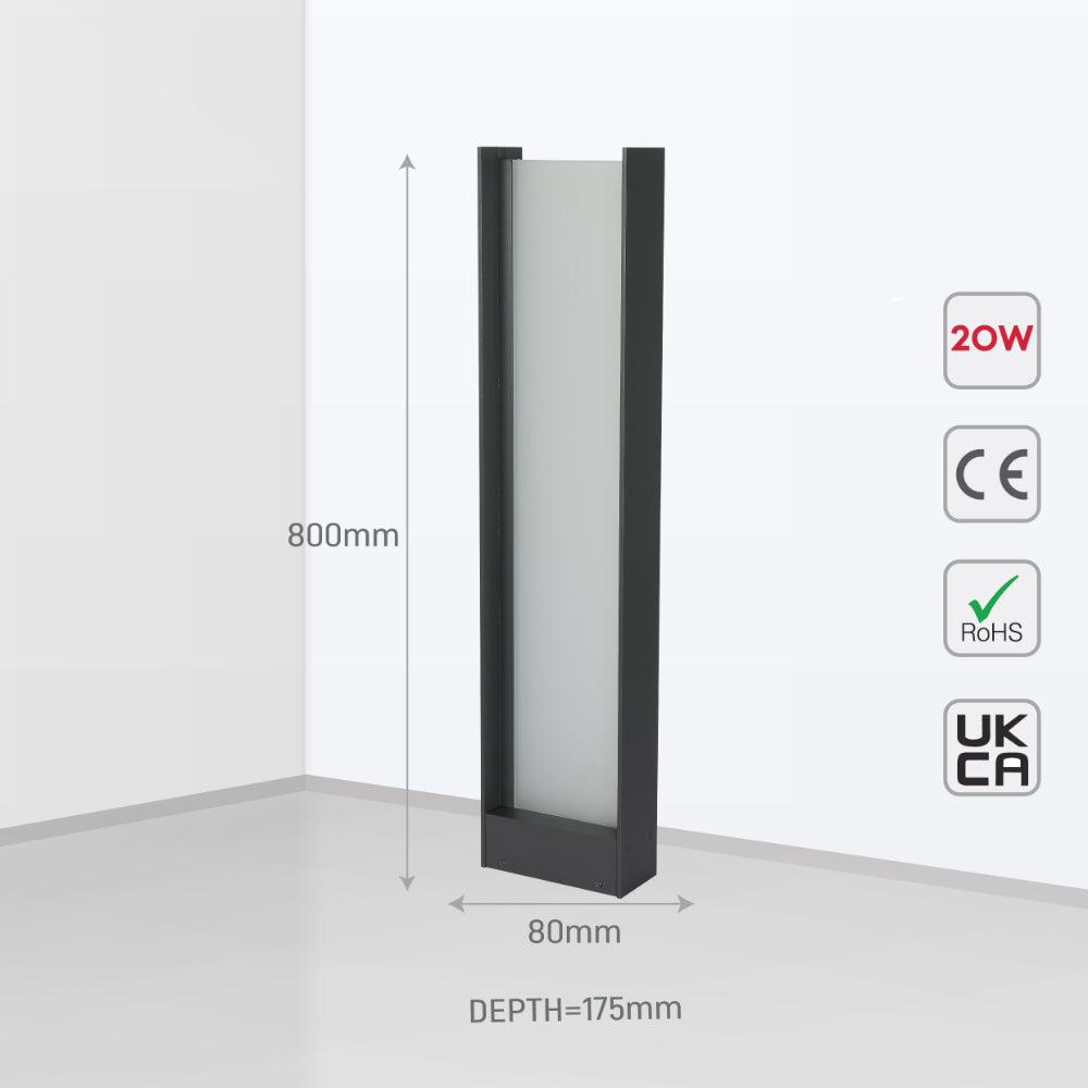 Imagen principal de un moderno faro de jardín LED, ideal para iluminar caminos en exteriores con estilo contemporáneo.