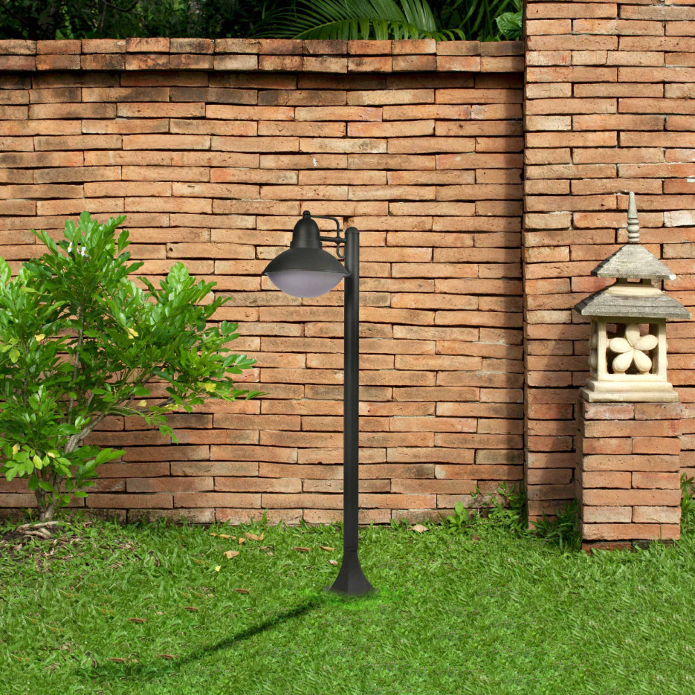 Luz bollard de camino exterior en gris oscuro, ideal para iluminar jardines y senderos en decoraciones modernas.