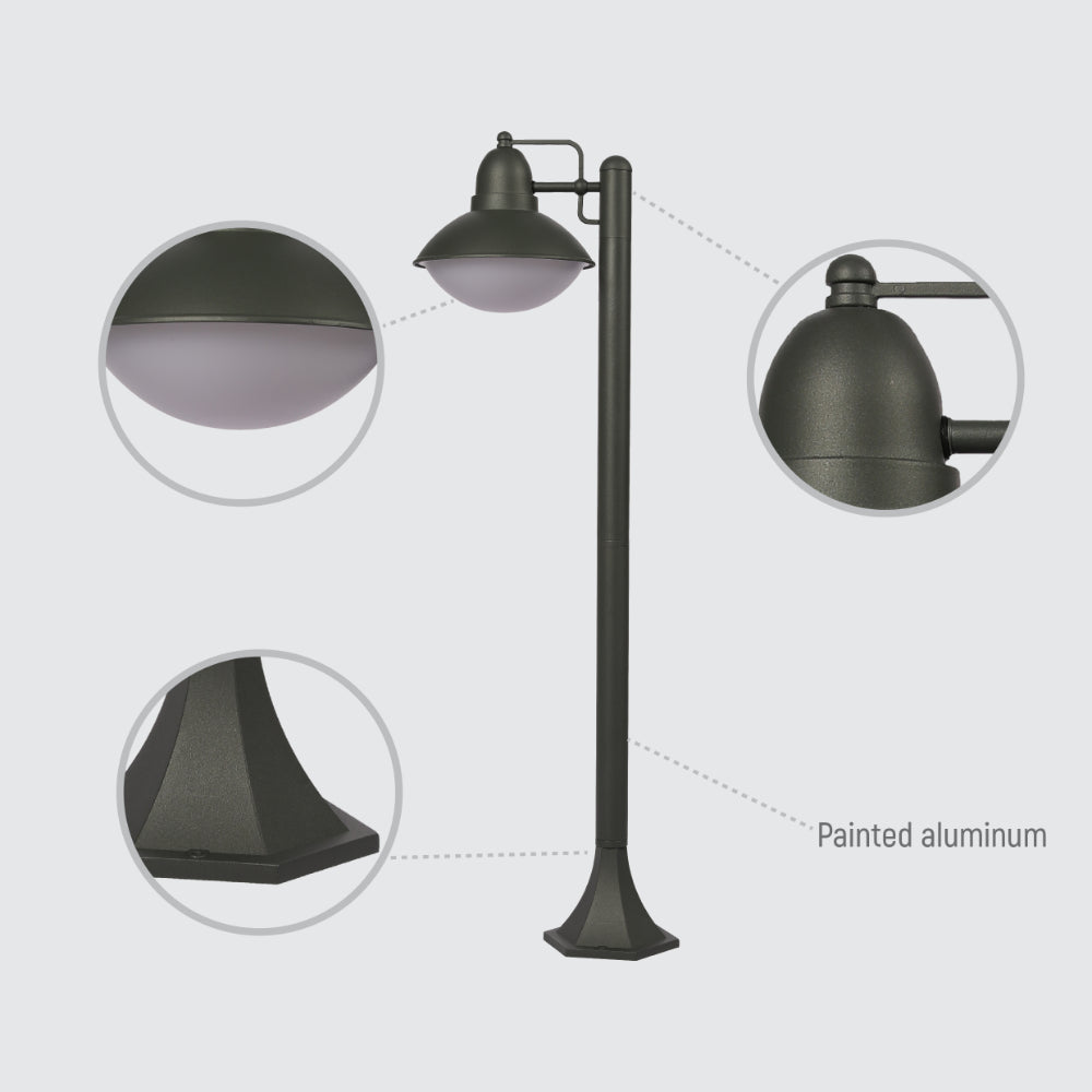 Luz de sendero bolardo exterior en gris oscuro, perfecta para jardines y entradas con estilo moderno y minimalista.