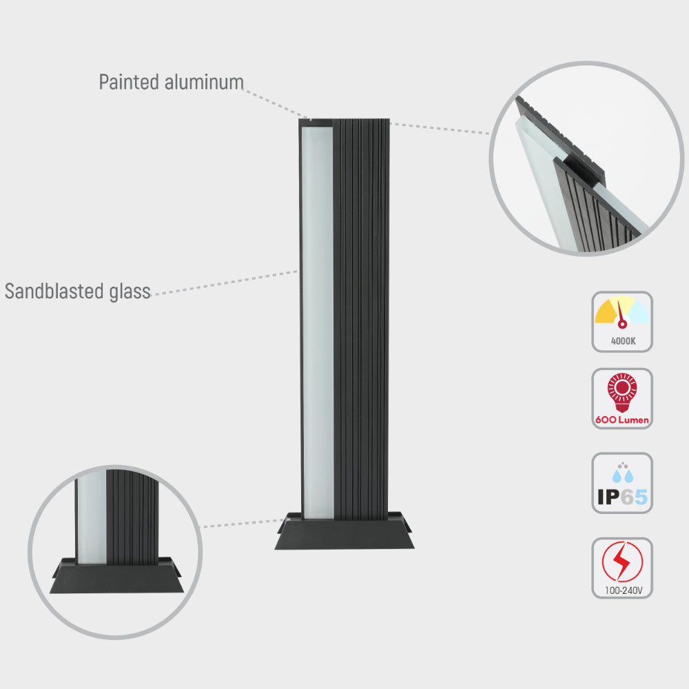 Luz de bollard LED de 20W, perfecta para iluminar senderos en jardines modernos y exteriores contemporáneos.