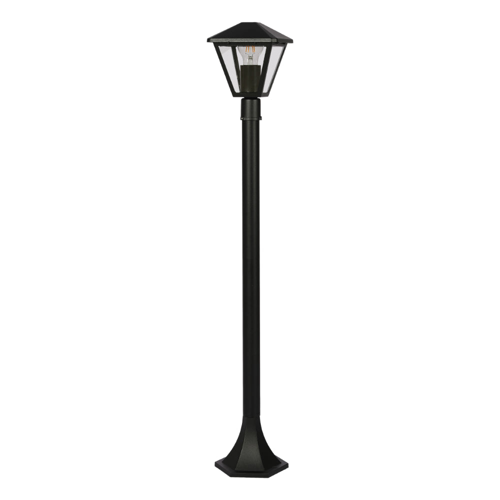Luz bollard de jardín E27 negra, ideal para el exterior, complementa jardines modernos y caminos con estilo contemporáneo.