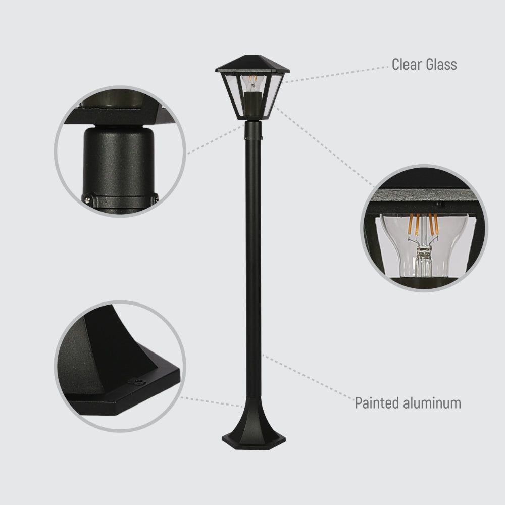 Luz bollard de jardín con diseño elegante, ideal para iluminar senderos en exteriores con estilo contemporáneo.