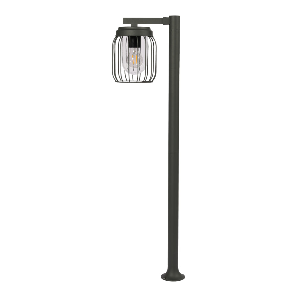 Luz bollard de jardín de exterior en gris oscuro, ideal para iluminar senderos y espacios al aire libre con estilo moderno.