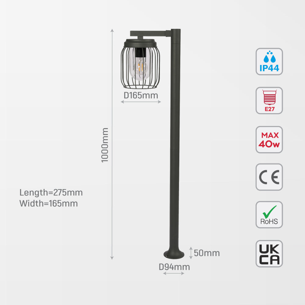 Luz bollard exterior Tuela de jardín en gris oscuro, ideal para iluminar caminos en ambientes contemporáneos y exteriores acogedores.