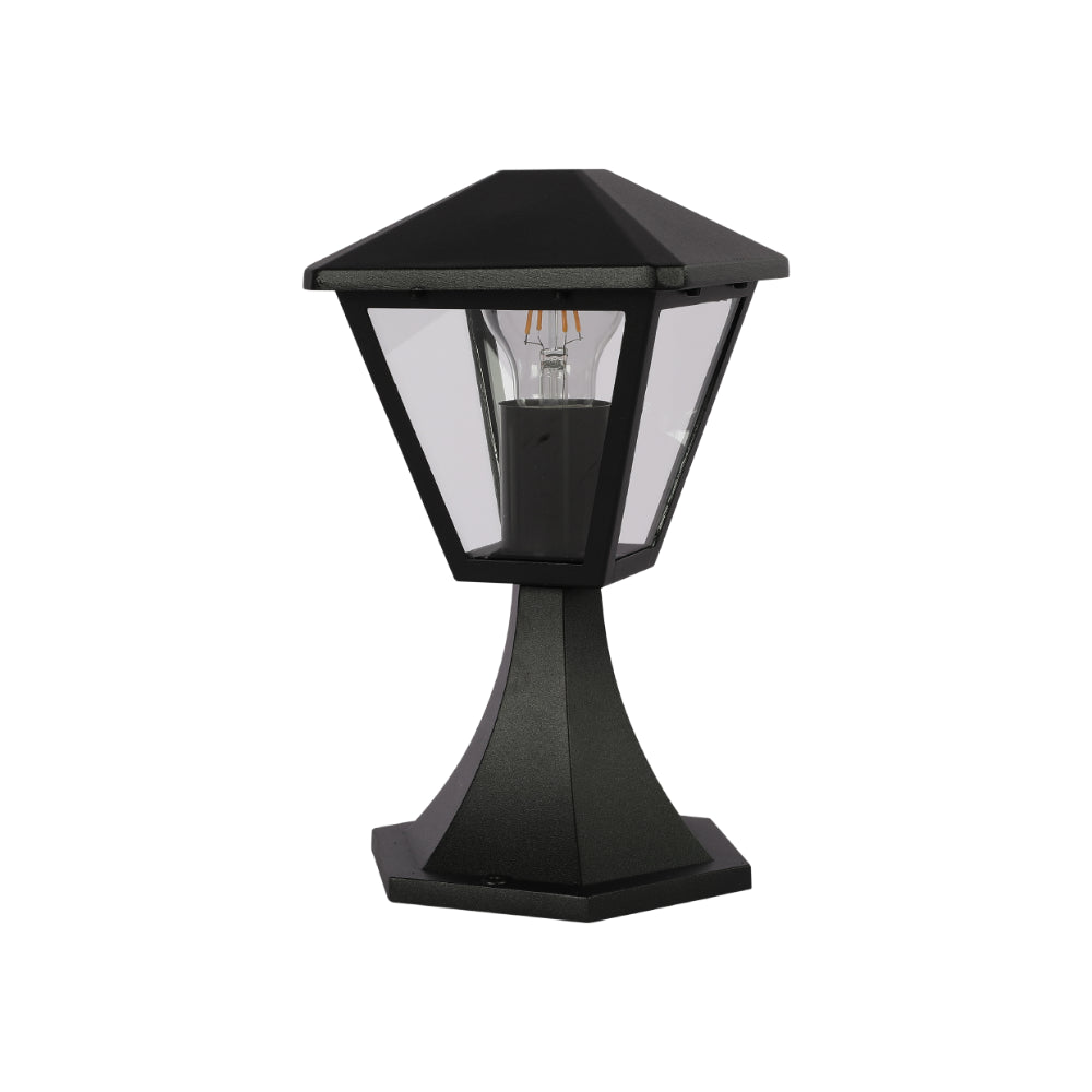 Lámpara de columna de exterior con diseño elegante, ideal para iluminar jardines y patios en estilo moderno.