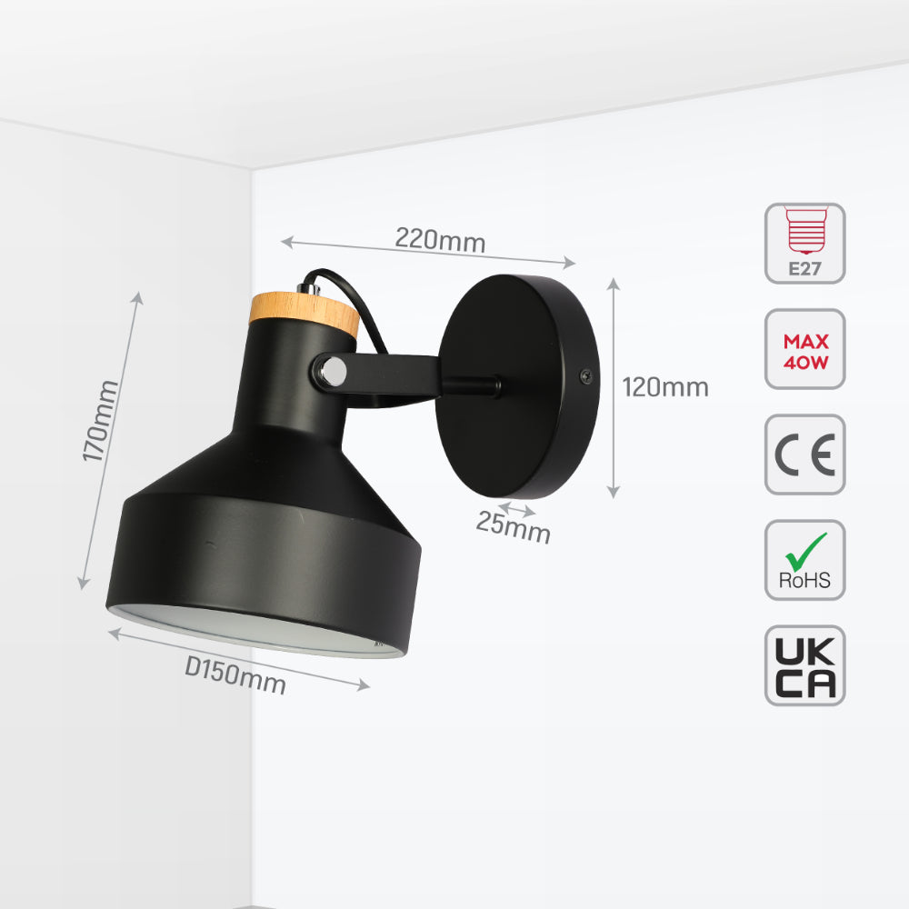 Luz de pared de madera nórdica, perfecta para ambientes modernos y acogedores en salas de estar o dormitorios.