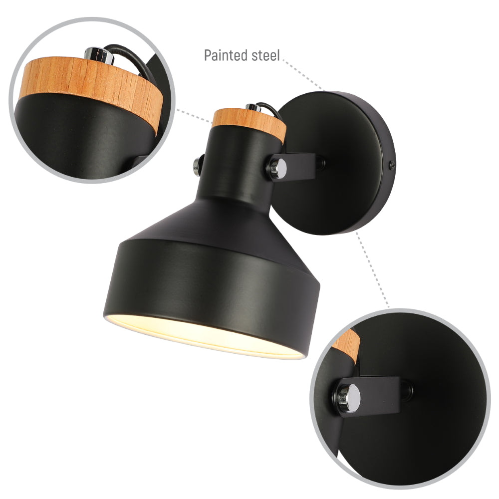 Lámpara de pared de madera nórdica, ideal para salas de estar con estilo minimalista y decoración acogedora.
