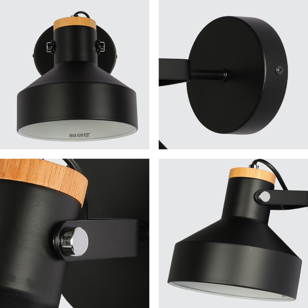Lámpara de pared de madera estilo nórdico, perfecta para espacios contemporáneos y acogedores, ideal en salas o pasillos.