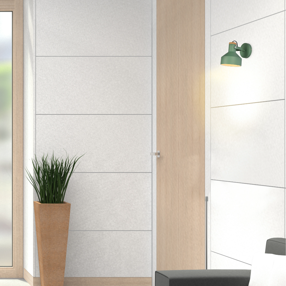 Luz de pared de madera nórdica, ideal para salas modernas, añadiendo un toque elegante y acogedor a tu decoración.