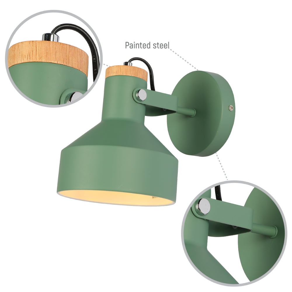 Luz de pared de madera escandinava, ideal para habitaciones y salones con estilo minimalista. Perfecta para acentos decorativos.