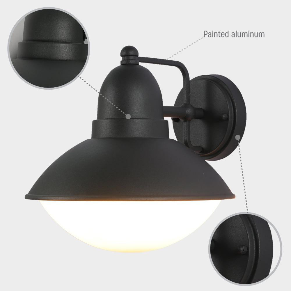 Luz exterior tipo farola de pared en gris oscuro, ideal para jardines y espacios al aire libre con estilo contemporáneo.