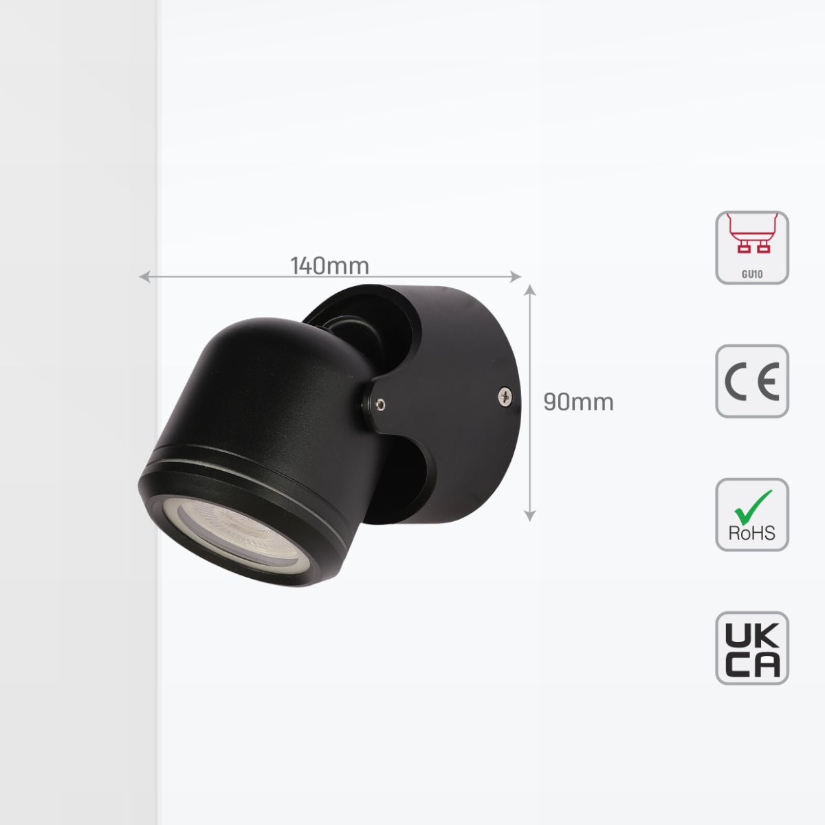 Luz de pared exterior ajustable en negro, ideal para jardines modernos, ofreciendo iluminación versátil y elegante.