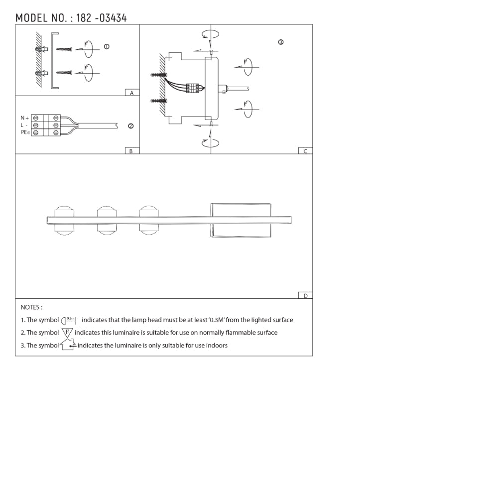 Luz de pared LED negra tipo espejo, ideal para baños modernos con un estilo nórdico y luz blanca neutra de 4000K.