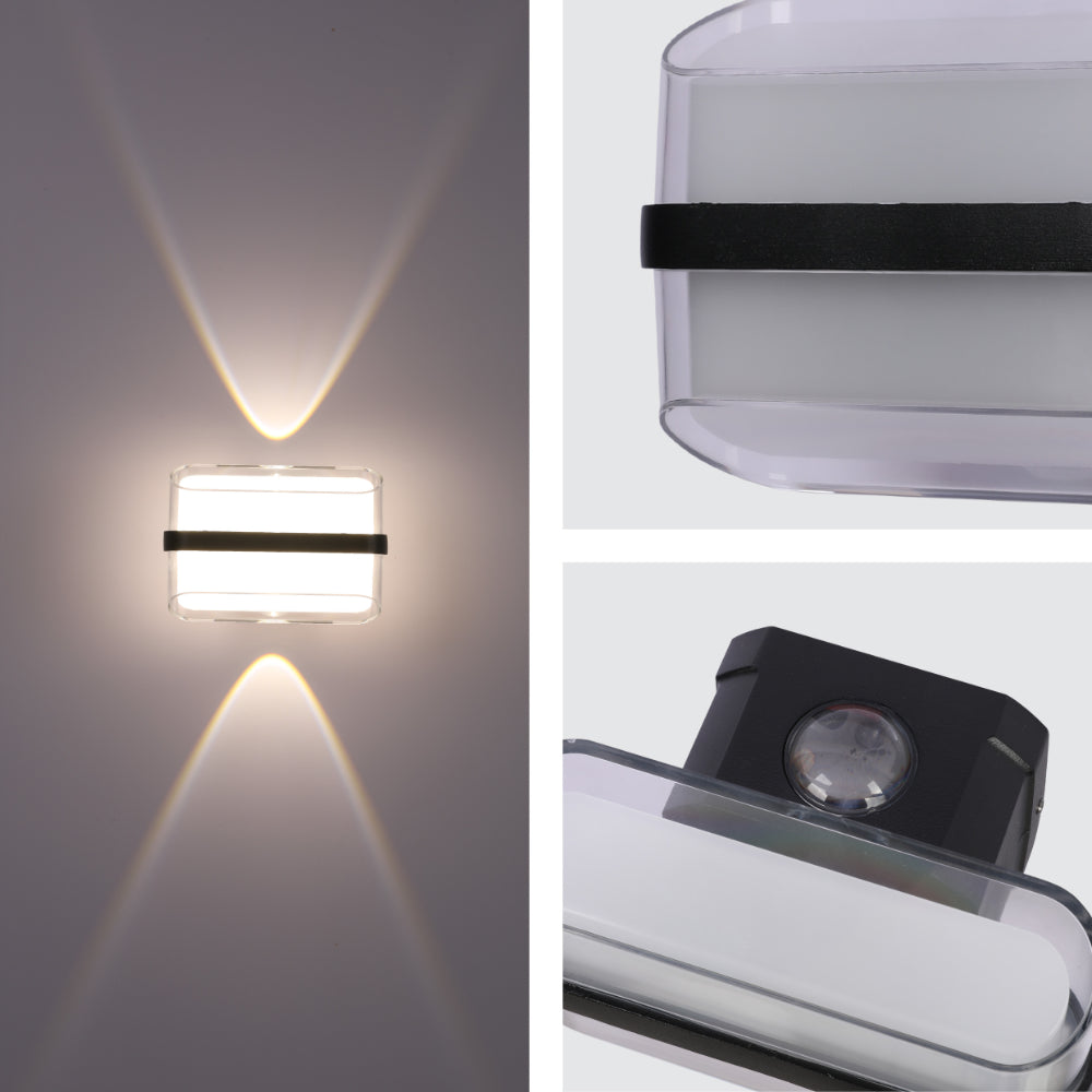 Luz de pared decorativa LED negra de tres fuentes, ideal para espacios modernos y contemporáneos, perfecta para salas y pasillos.