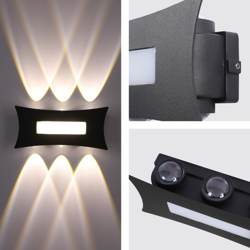 Aplique de pared LED moderno, diseño negro decorativo, ideal para salas contemporáneas, iluminación ascendente y descendente.