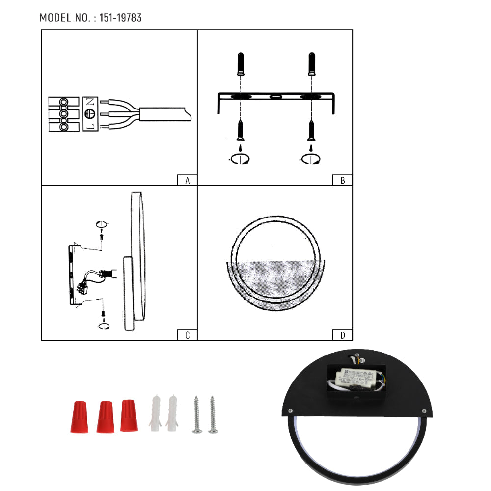 Luz de pared LED redonda en negro, ideal para espacios contemporáneos como pasillos o baños, añadiendo un toque moderno y funcional.