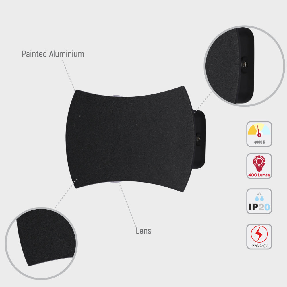 Luz de pared LED exterior moderna de doble dirección, ideal para jardines o entradas con estilo contemporáneo.