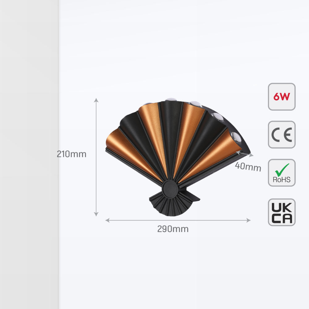 Luz de pared moderna con ventilador plegable y LED de 8 vías, ideal para habitaciones contemporáneas.