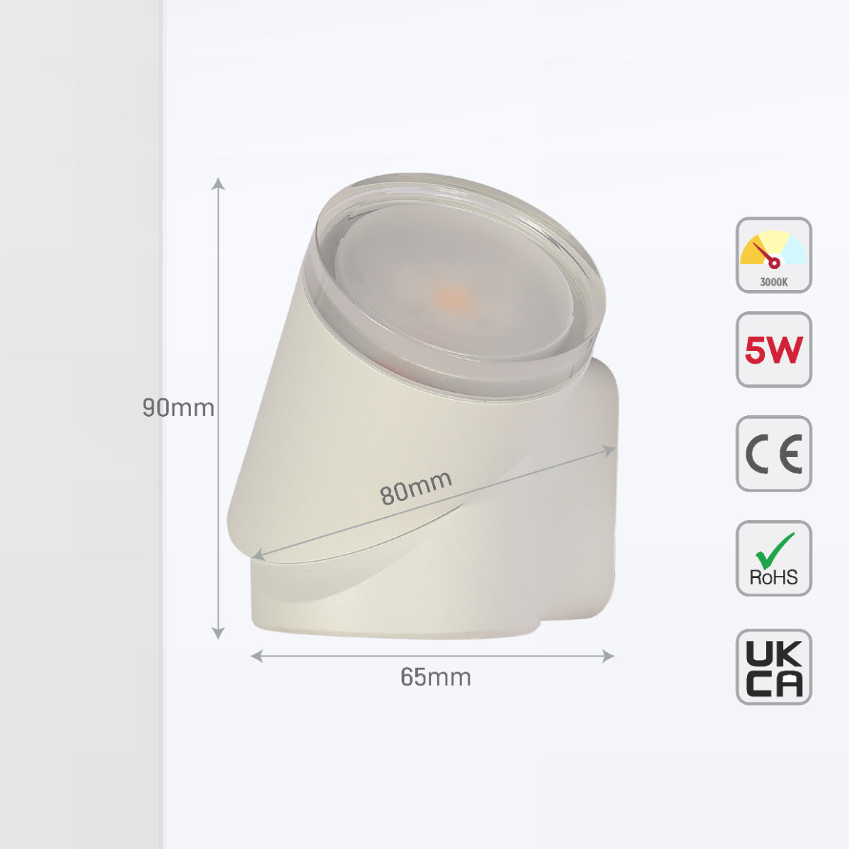 Luz exterior LED de cilindros rotables, ideal para patios y jardines con un estilo moderno y funcional, proporciona luz cálida de 3000K.