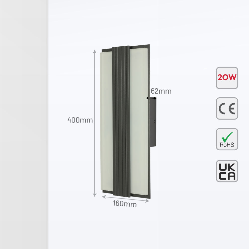 Imagen del aplique de pared LED exterior, ideal para patios modernos, con un diseño minimalista y funcional.