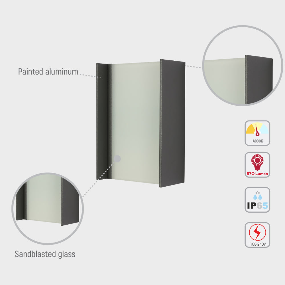Luz de pared LED exterior de 20W, ideal para espacios al aire libre y decoraciones modernas. Perfecta para embellecer fachadas.