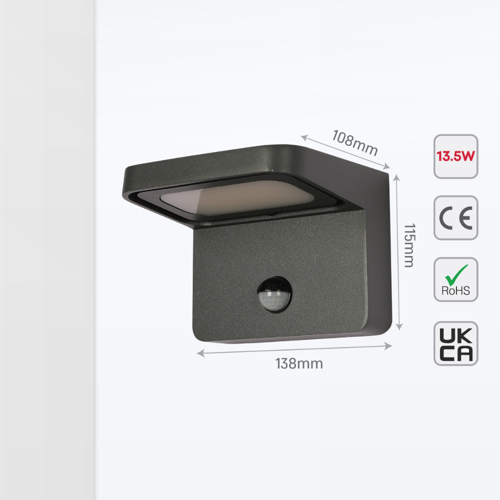 Luz de pared LED exterior de 13W, ideal para jardines con decoración moderna y funcional. Perfecta para iluminar espacios al aire libre.