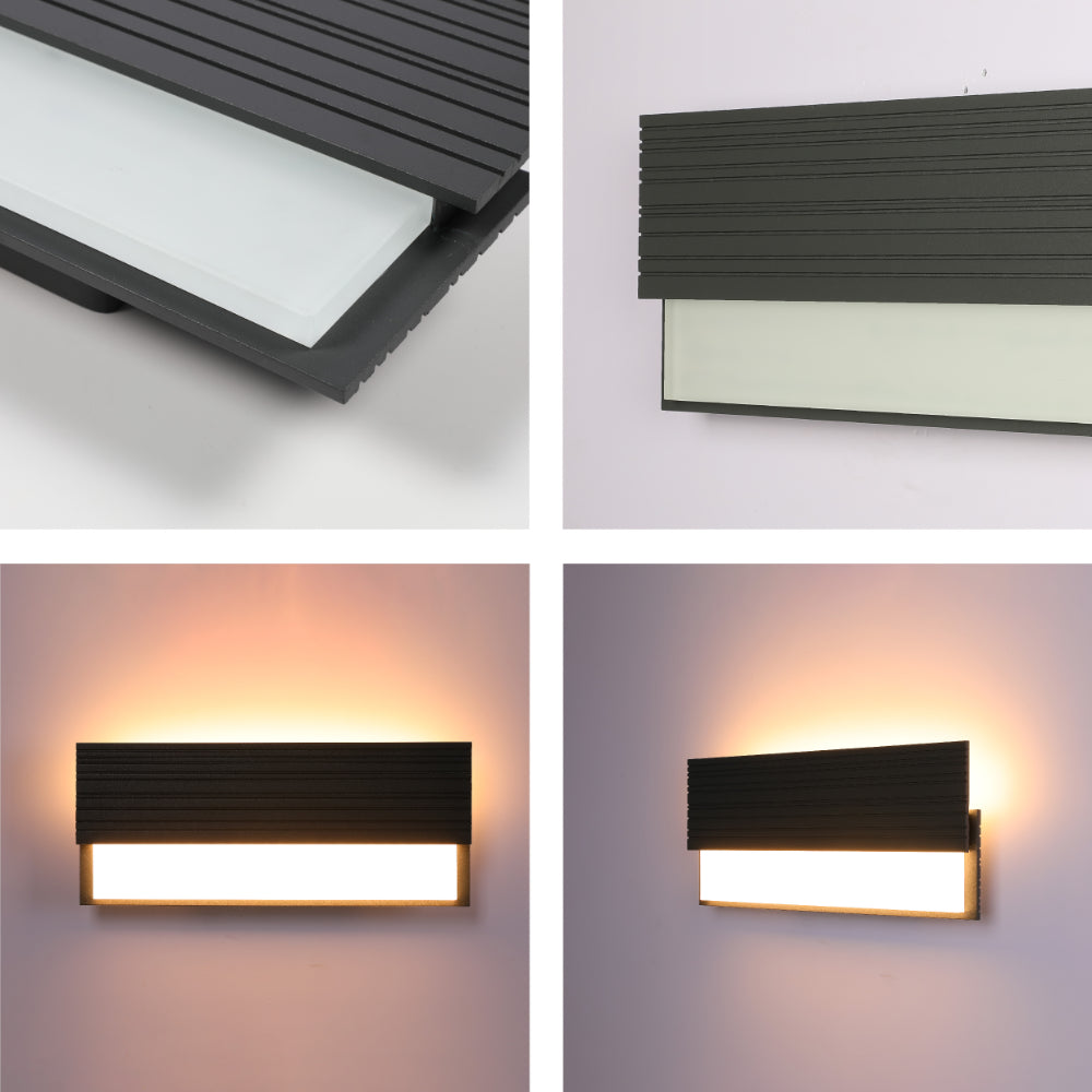 Luz de pared LED exterior de 20W, ideal para jardines y terrazas, con diseño moderno y resistente a la intemperie.