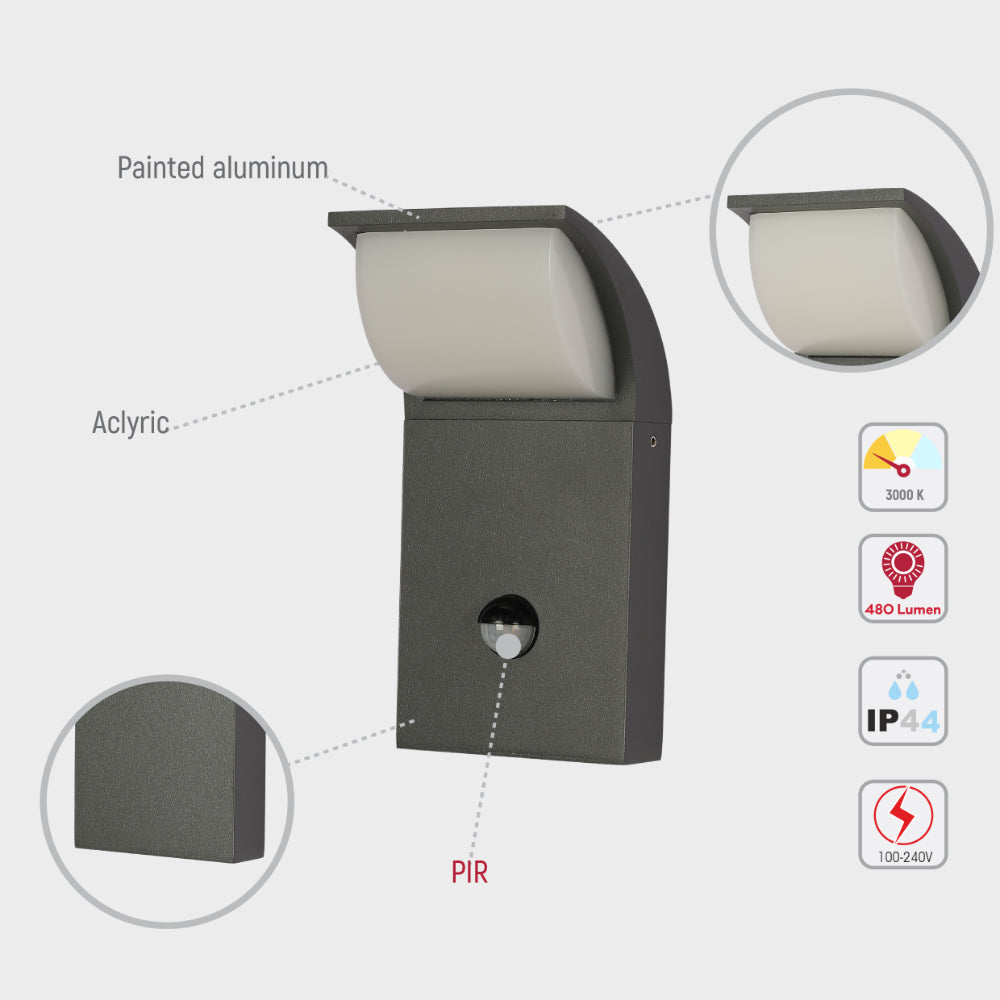 Luz de pared LED exterior de 7W, ideal para jardines con un estilo moderno y minimalista que realza la belleza del espacio al aire libre.