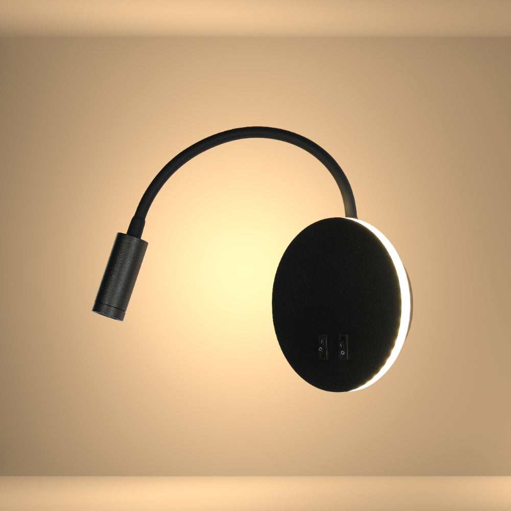 Luz de pared LED tipo gooseneck ideal para la lectura junto a la cama, perfecta para decoraciones modernas y funcionales.