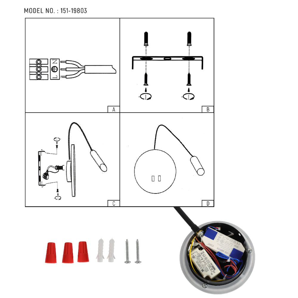 Luz de pared LED con brazo gooseneck, ideal para leer en dormitorios con decoración moderna y acogedora.