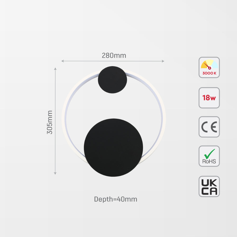 Aplique LED moderno en blanco y negro, ideal para salas de estar con decoración contemporánea. Perfecto para iluminar espacios de manera elegante.
