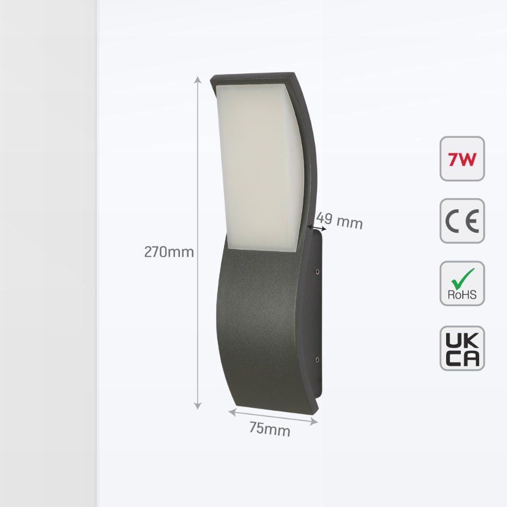 Luz de pared LED exterior rectangular ondulada, ideal para patios modernos, proporcionando iluminación eficiente y estilizada.