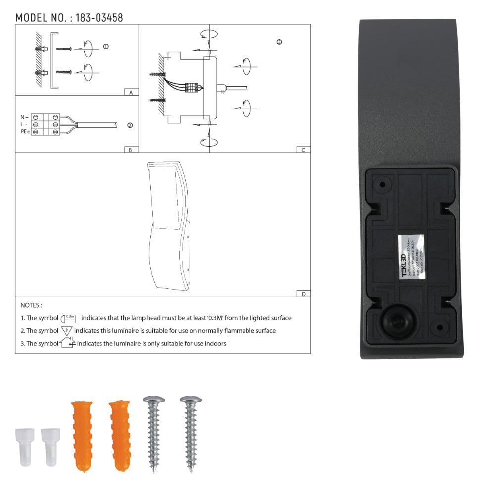 Luz mural LED rectangular ondulada para exteriores, ideal para jardines modernos y patios, ofreciendo iluminación funcional y elegante.
