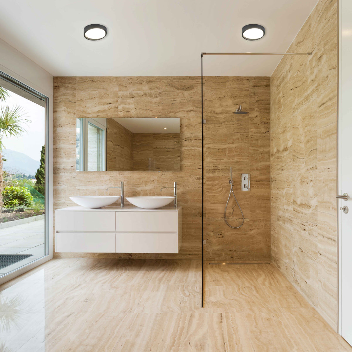 Luz de bulkhead LED negra de 18W, ideal para exteriores e interiores, perfecta para decoraciones modernas y espacios contemporáneos.