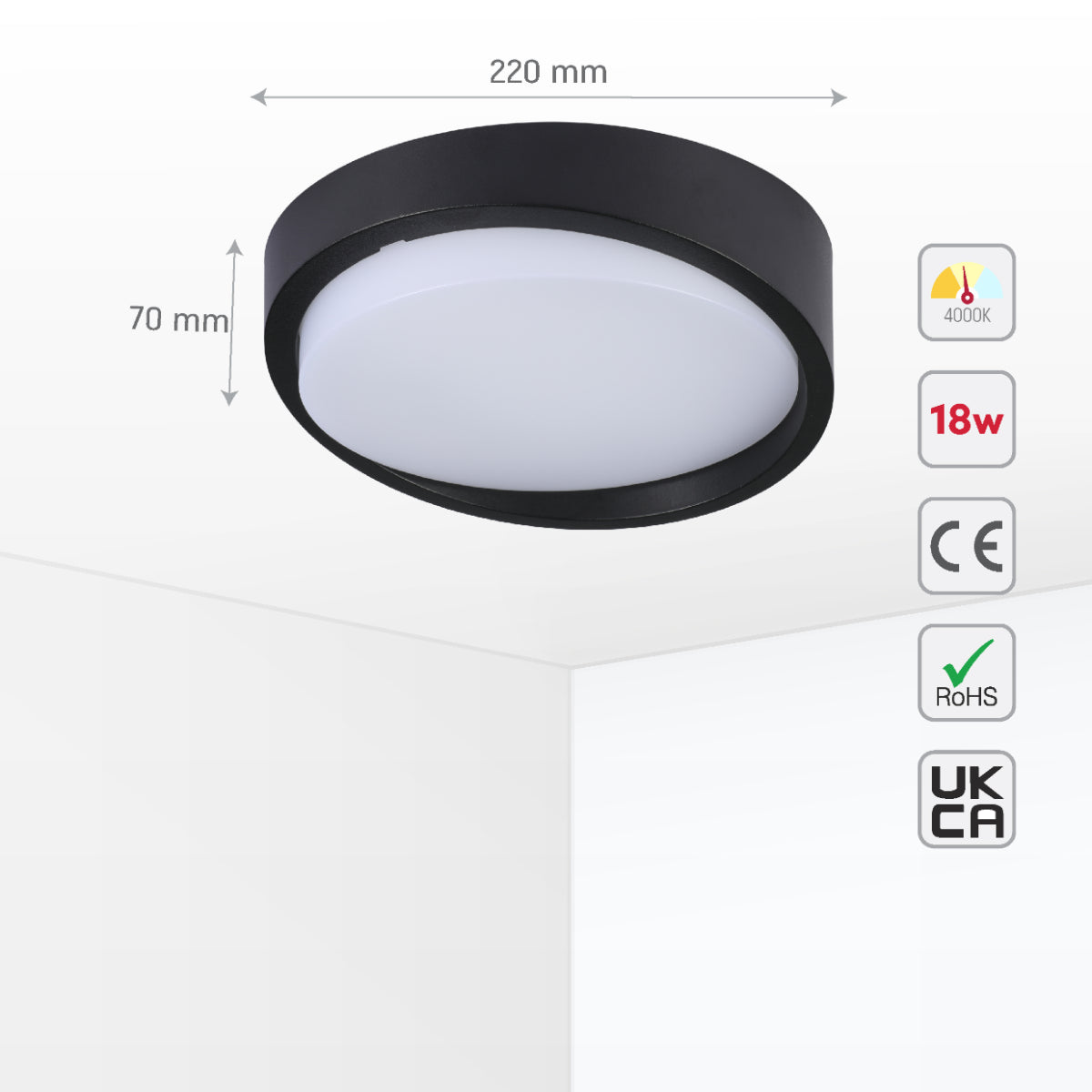 Luz de bulkhead LED negra, ideal para exteriores modernos, resistente al agua y perfecta para entradas o garajes.