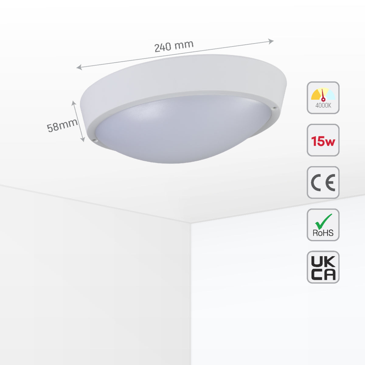 Luz LED bulkhead, ideal para exteriores e interiores, perfecta para entradas y pasillos en decoraciones modernas.