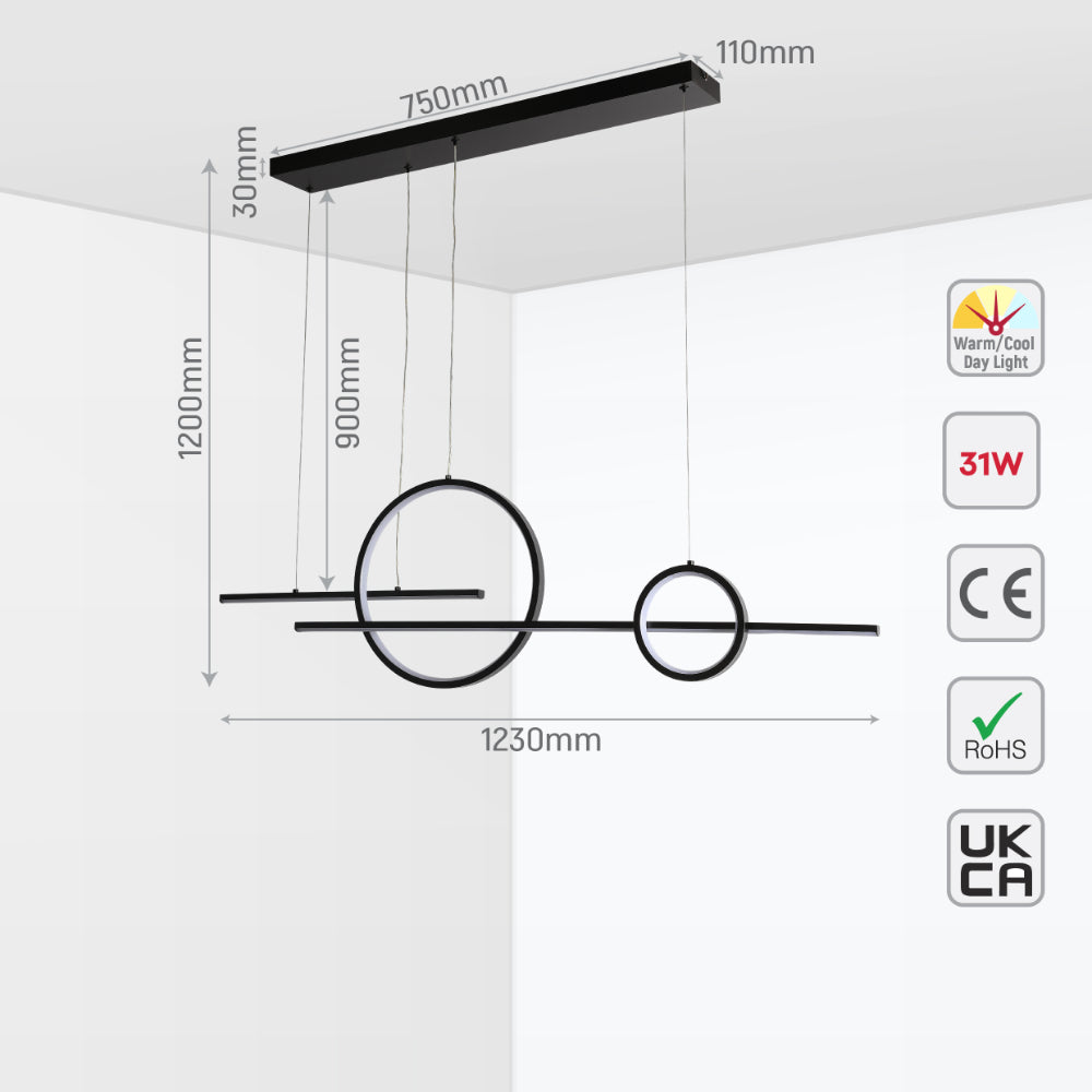 Luz de techo LED moderna de diseño escandinavo, perfecta para comedores con estilo contemporáneo y función de cambio de temperatura CCT.