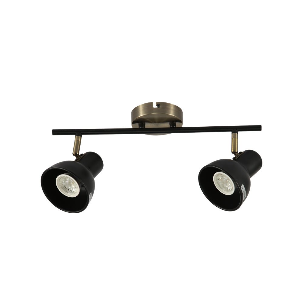 Imagen principal de Foco de Varilla Hektor de 2 Vías con Portalámparas GU10 Latón Antiguo Negro | TEKLED 172-03128