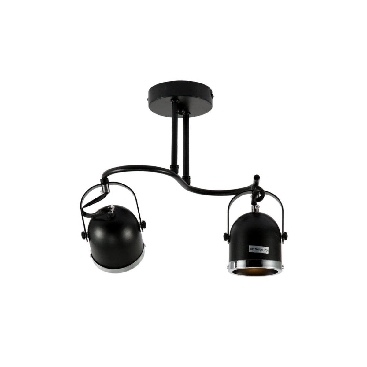 Imagen principal de Foco Doble Negro y Cromo en Forma S con Aplique GU10 | TEKLED 172-03104