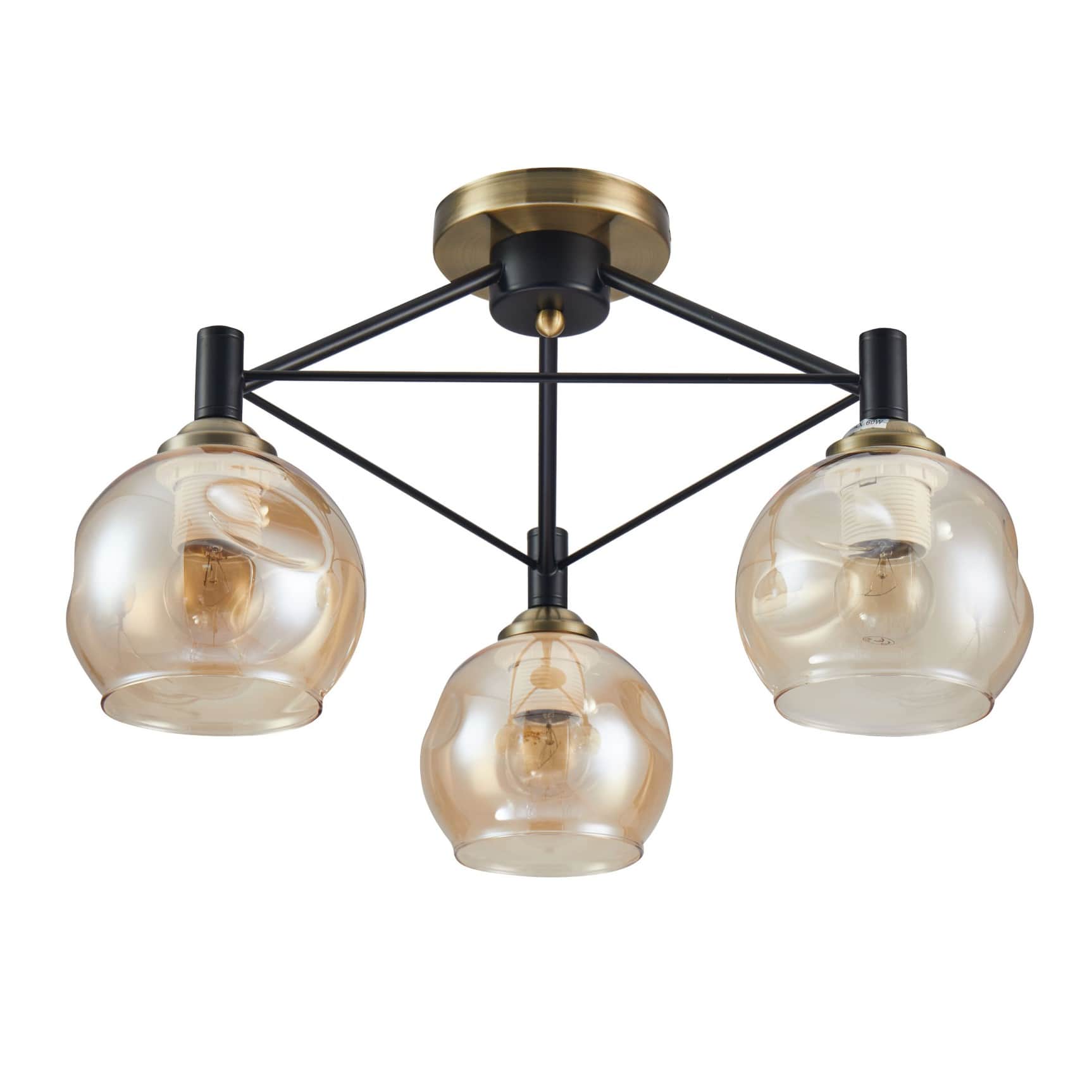 Imagen principal de Luz de Techo Semi Empotrada de Vidrio Ámbar con Metal Negro 158-19888 | TEKLED 158-19888