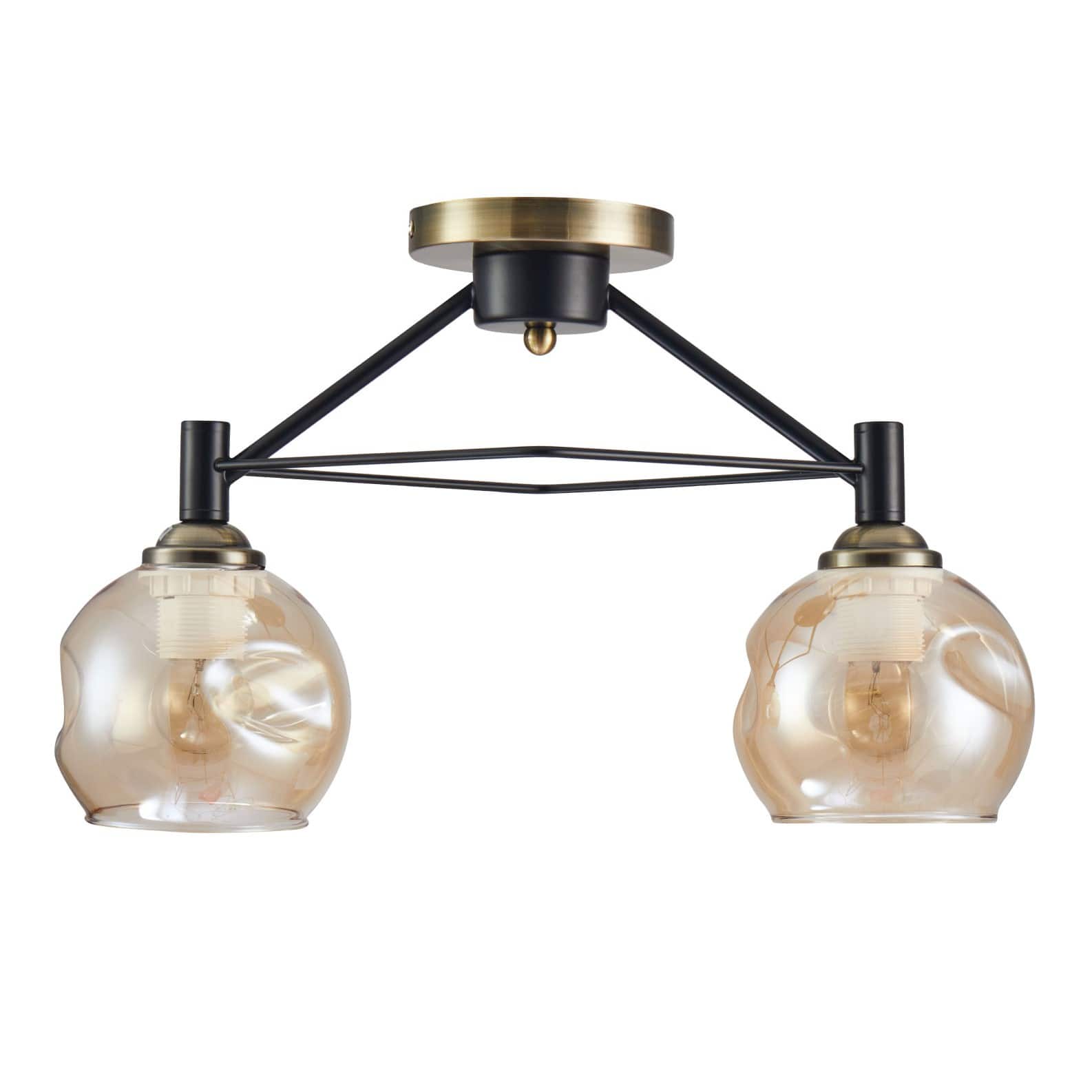 Imagen principal de Lámpara de Techo Semi Plafón Ámbar Bell Vidrio Negro Metal | TEKLED 158-19886