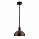 Black Copper Brush Effect Metal Golden Hammer Dome Pendant Light E27's main image.
