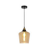 Main image of Amber Glass Schoolhouse Pendant Ceiling Light with E27 | TEKLED 150-17826