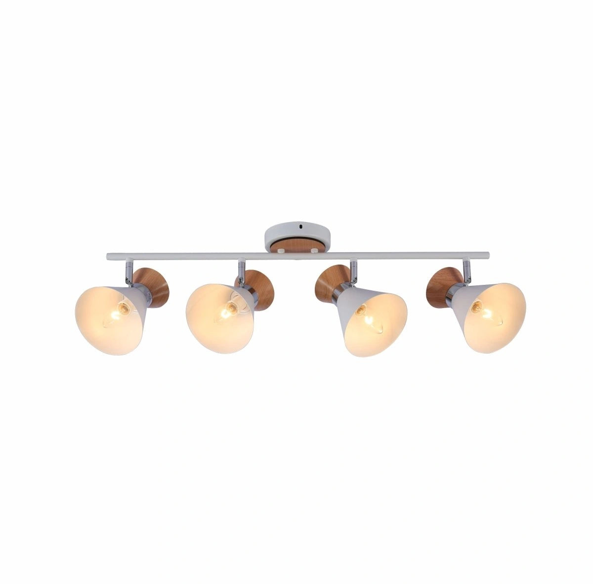 White Metal Wood Funnel Semi Flush Ceiling Light 4Xe14's main image.