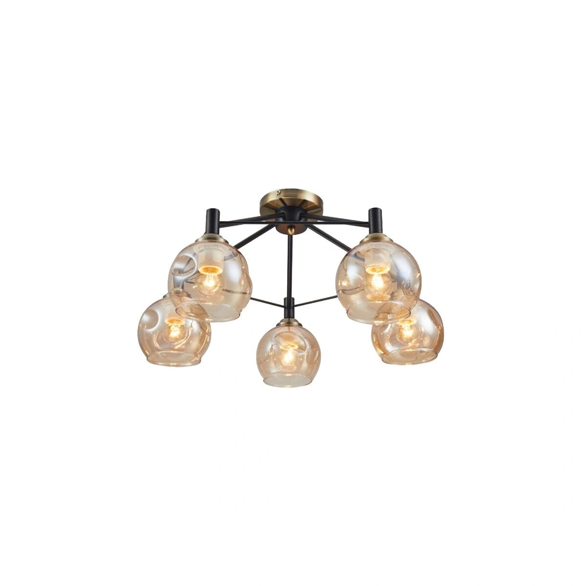 Main image of Amber Bell Glass Black Metal Semi Flush Ceiling Light 158-19890 | TEKLED 158-19890