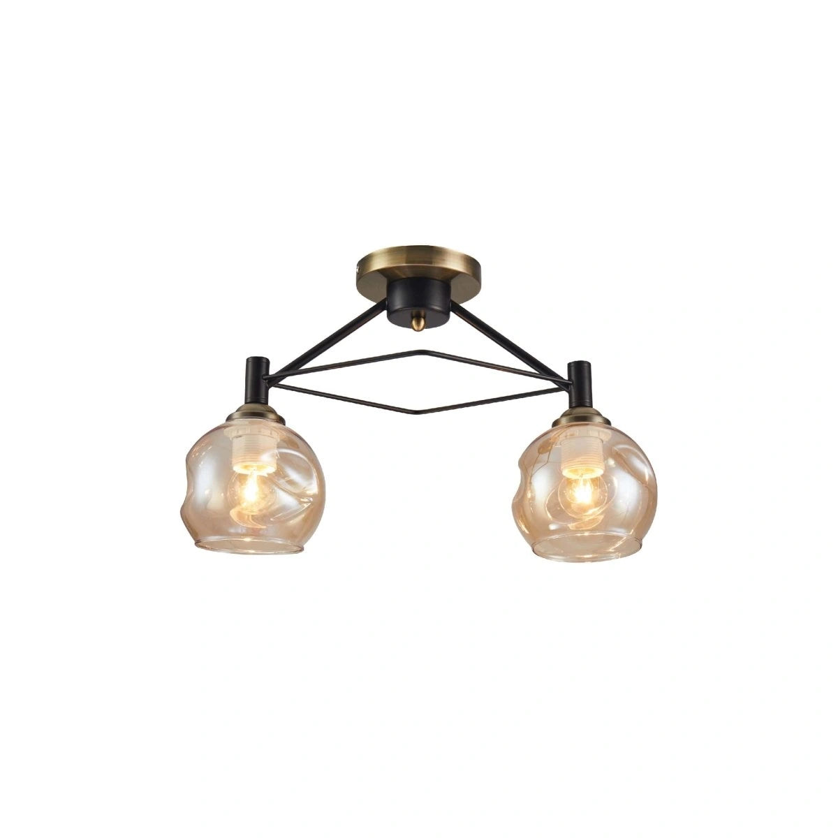 Main image of Amber Bell Glass Black Metal Semi Flush Ceiling Light | TEKLED 158-19886